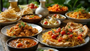 Variety of dishes showcasing diverse cuisine from around the world